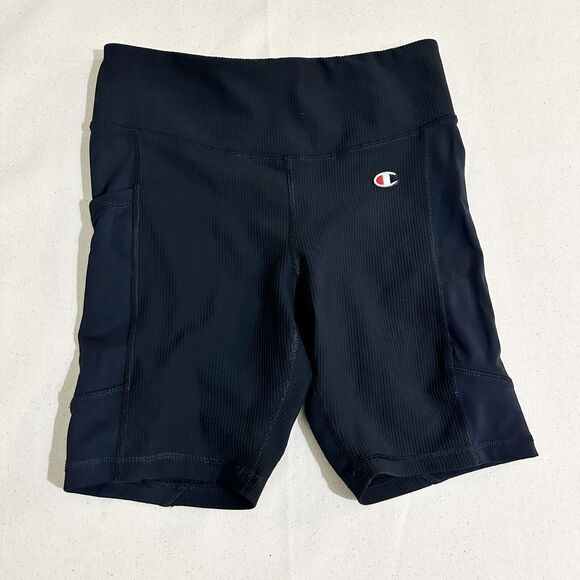 CHAMPION Bike Shorts Womens Small Compression Tights Black Activewear Casual - Picture 1 of 7